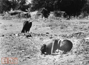 Por esta foto, que es una especie de denuncia contra el hambre en África, su autor Kevin Carter obtuvo el Premio Pulitzer en la Columbia University, en 1993. Al año siguiente se suicidó. Tenía 33 años.