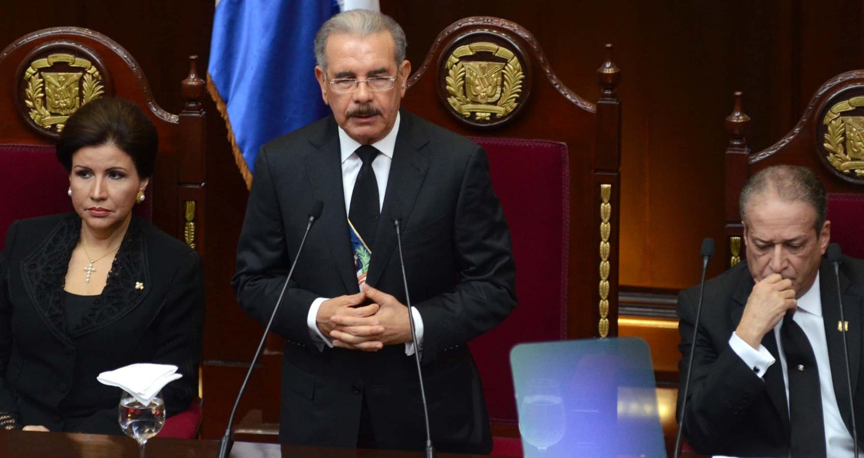 El presidente Danilo Medina Sánchez  mientras ofrecía su discurso de rendición de cuenta a la nación.
