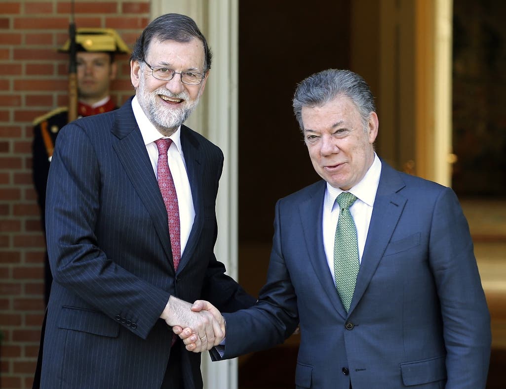 Mariano Rajoy y Juan Manuel Santos sostuvieron una reuniÃ³n  en el palacio de La Moncloa, en Madrid. AP