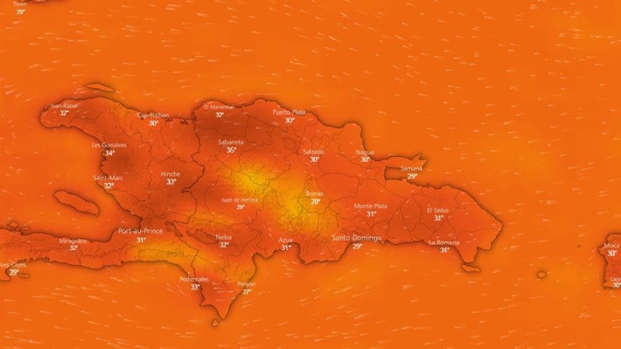 Este mapa indica cómo estaba la temperatura a las 10:35 de la mañana de este miércoles 8 de agosto 2018.