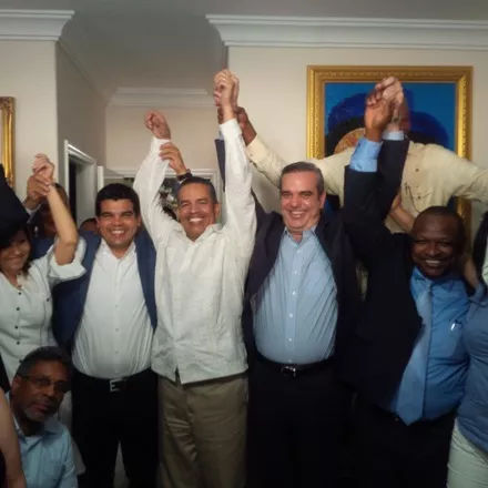 Foto de Luis Abinader, Manuel Durán,  Margarito De León y Wellington Arnaud Bisono, (1)