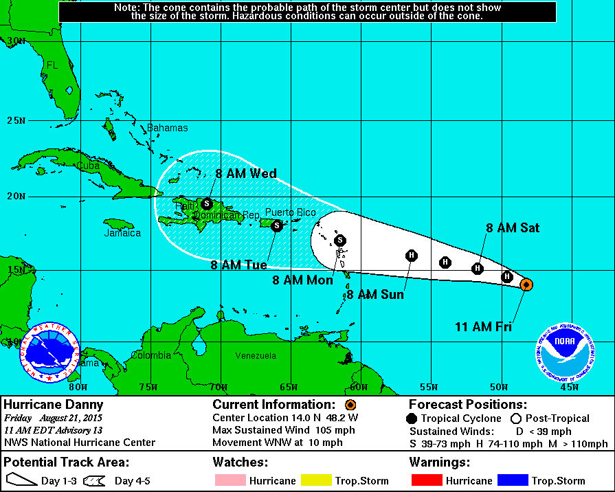 Huracán Danny alcanza categoría 2 en su avance hacia el Caribe