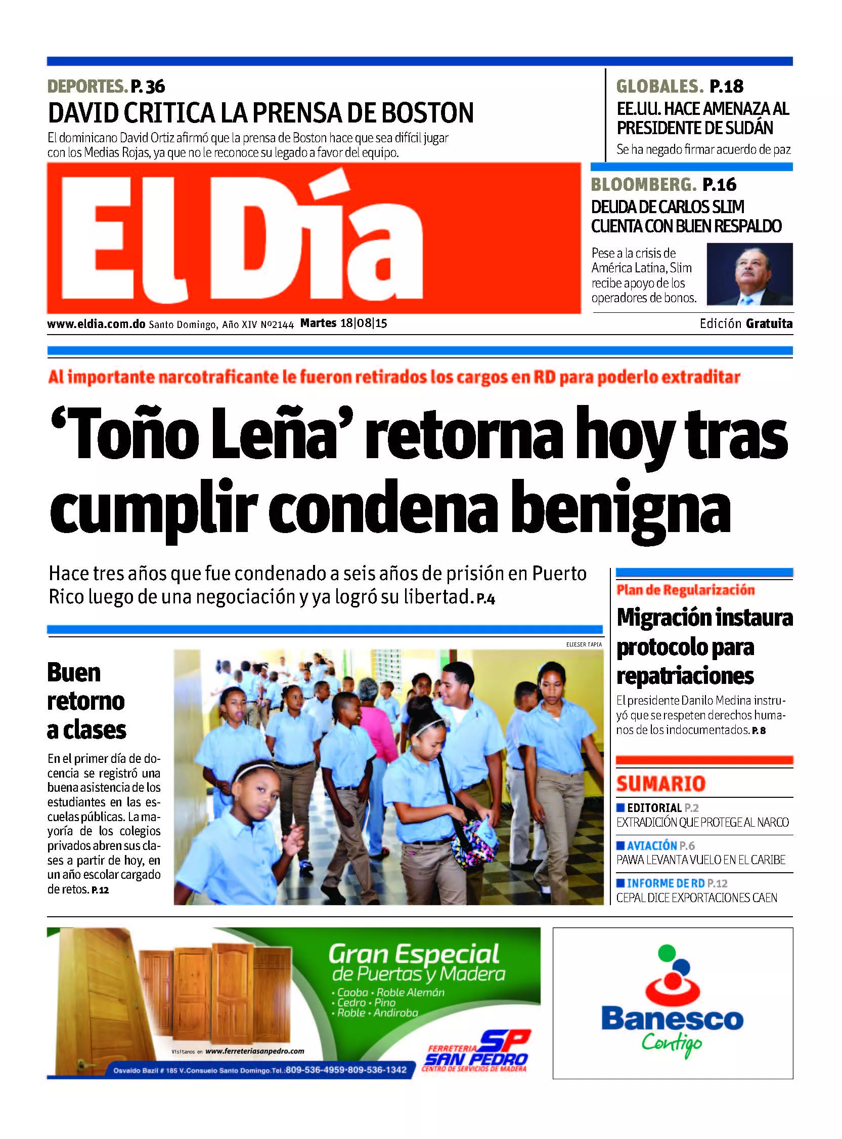 Portada Impresa 18-8-2015