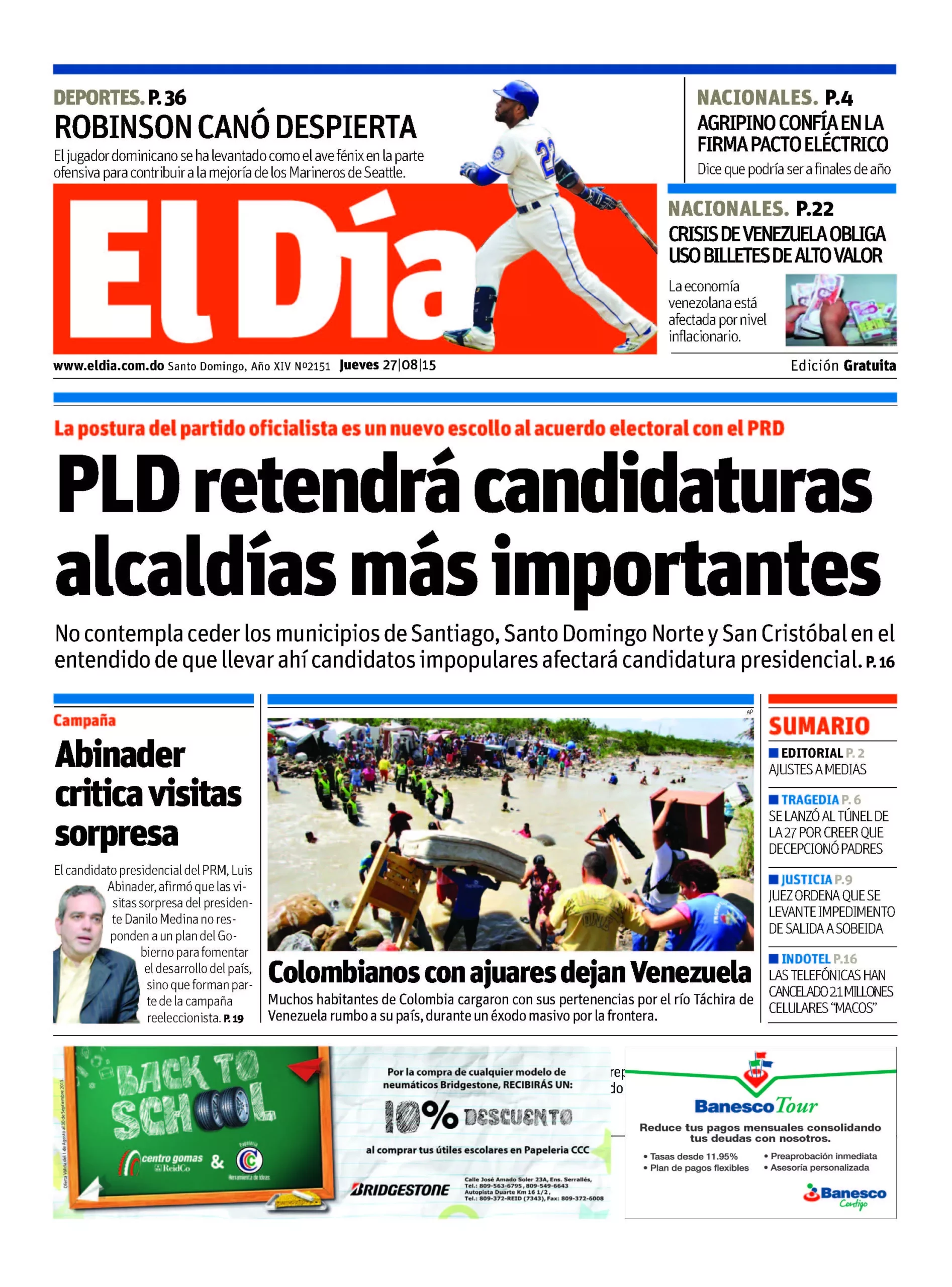 Portada Impresa 27-8-2015