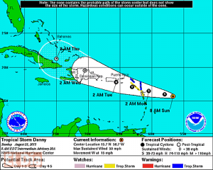 Tormenta tropical Danny tocará Puerto Rico e Islas Vírgenes