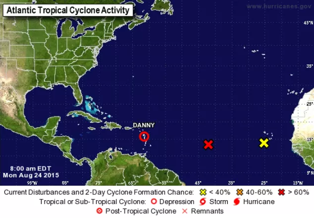 Danny se degrada a depresión tropical al llegar al Caribe