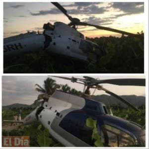 Cae en Azua helicóptero iba de Haití hacia Santo Domingo