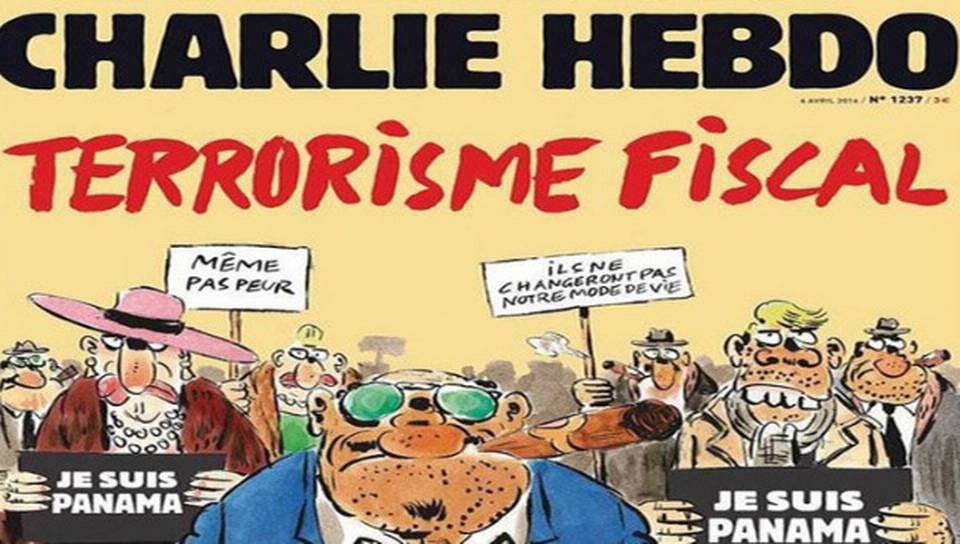 Charlie Hebdo ironiza en su portada con un lema para ricos- “Je suis Panamá»