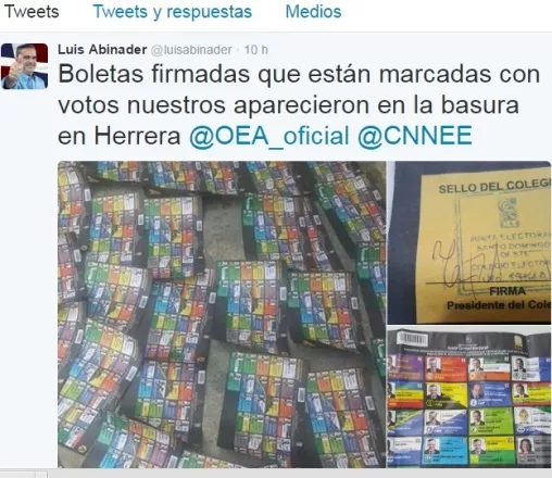 Abinader denuncia a través de Twitter supuestas irregularidades en elecciones