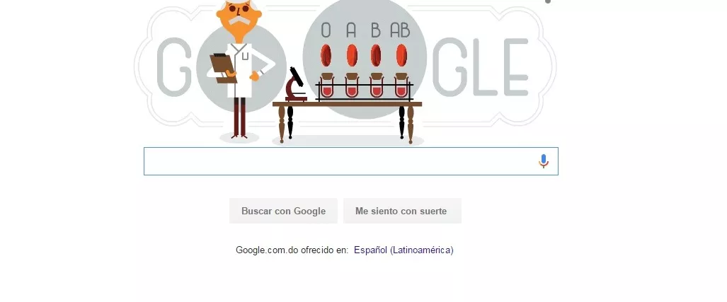 Google dedica doodle a Karl Landsteiner, el Nobel que descubrió los grupos sanguíneos