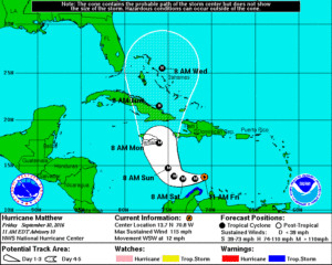 El huracán Matthew sube a categoría 3 en su avance por el Caribe