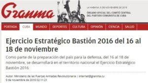 El diario oficial del gobierno de Cuba, Granma, anunció los ejercicios militares el mismo día que se conoció el resultado electoral en EE.UU.