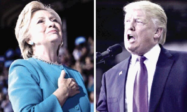 Hillary Clinton y Donald Trump en reñido duelo electoral