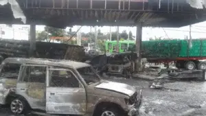 Video del accidente de una patana en estación de combustibles que dejó 5 heridos