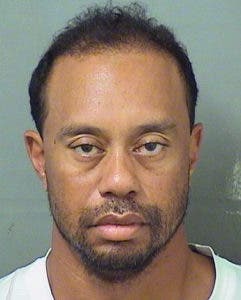 La imagen proporcionada por la oficina del jefe policial del condado Palm Beach el lunes 29 de mayo de 2017 muestra a Tiger Woods al momento de ser fichado. 