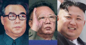 De izquierda a derecha, Kim Il Sung in 1980; Kim Jong Il in 2010; y Kim Jong Un in 2017; Durante casi 70 años, tres generaciones de los Kim han detentado el poder en Corea del Norte.