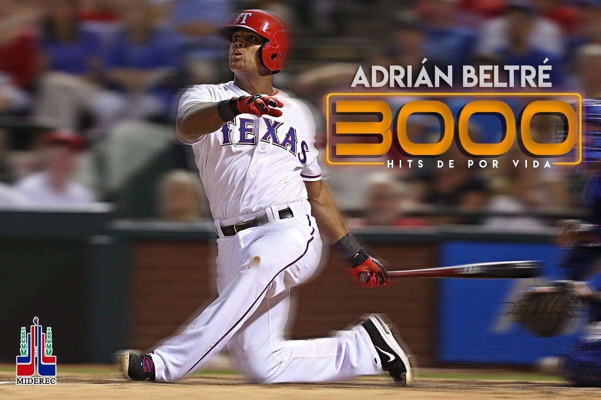 Adrián Beltré conecta el hit 3,000 de su carrera