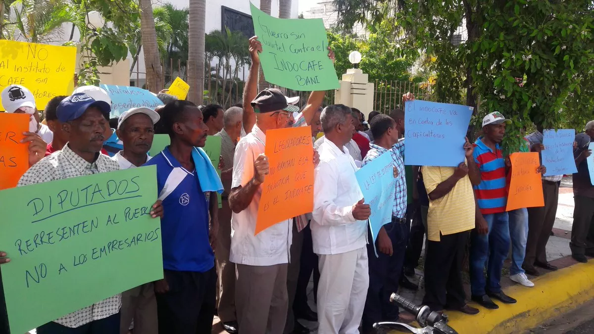 Productores de café protestan frente al Congreso Nacional