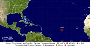 Se forma depresión tropical número cuatro de la temporada ciclónica