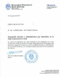 UASD suspende docencia en la sede central por enfrentamientos