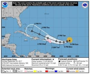 Meteorología emite alerta por huracán Irma, pide a la población estar atenta