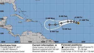 Irma se mantiene como un poderoso huracán de categoría 3 rumbo al Caribe