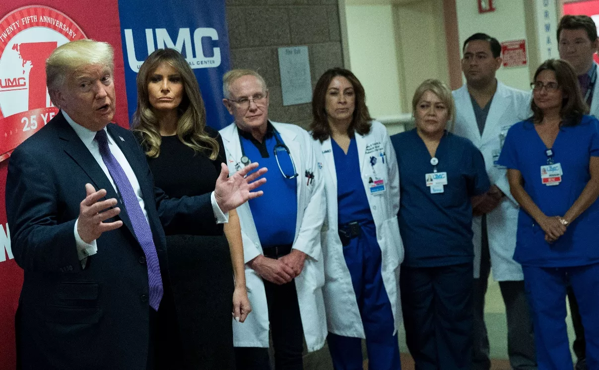 President Trump Meets With First Responders And Civilians Involved In Route 91 Harvest Festival Mass Shooting