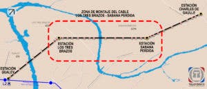 Inician trabajos montaje del primer tramo del cable del Teleférico de Santo Domingo