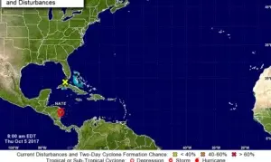 Se forma la tormenta Nate frente a las costas de Nicaragua