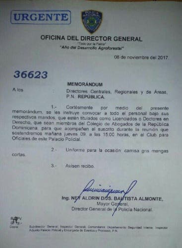 PRM denuncia director PN obliga agentes abogados a votar por la reelección de Surún Hernández en CARD
