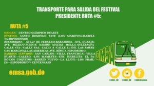 OMSA ofrecerá transporte gratis asistentes Festival Presidente hasta altas horas de la noche