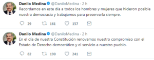 Tuits del presidente Danilo Medina.