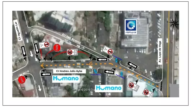 Amet informa cambio de vía en la calle Andrés Julio Aybar