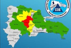 COE mantiene alerta roja para La Vega; otras 14 provincias siguen en verde y 4 en amarilla