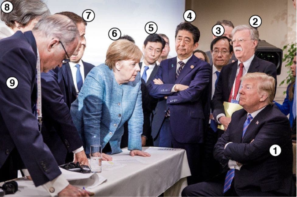 Cumbre del G7: quién es quién en la foto de Merkel y Trump que resume la tensión del encuentro