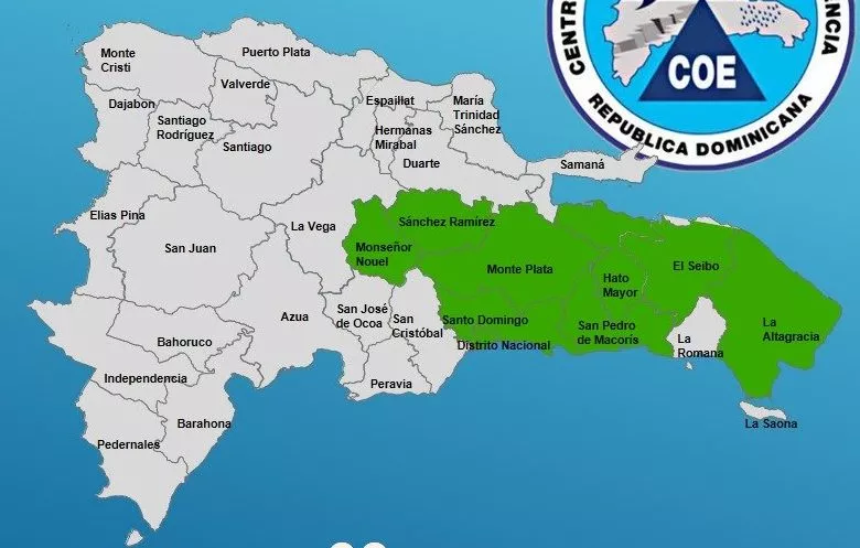 El COE coloca ocho provincias en alerta verde por incidencia de onda tropical