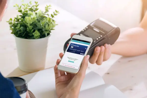 Mobile Payment with NFC technology  on Smartphone shopping online with filter effect