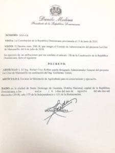 Danilo Medina designa a Rafael Cruz Robles administrador del Proyecto La Cruz de Manzanillo