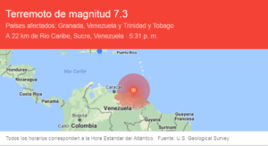 Sismo de Venezuela fue de 7.3 grados