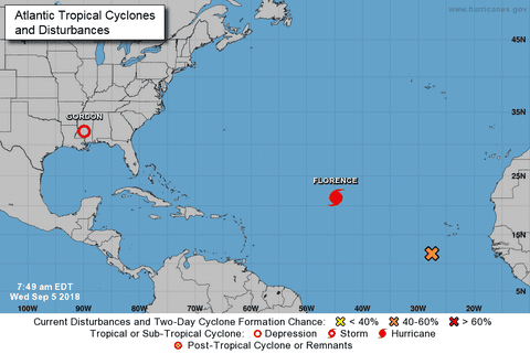 Florence se mantiene como huracán categoría 3 en su avance por el Atlántico
