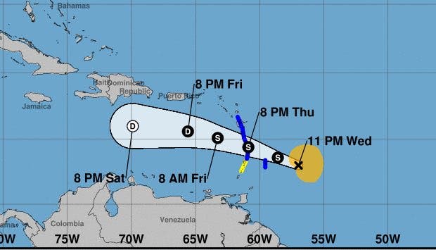 Kirk estará transitando el sábado como depresión tropical al sur del país