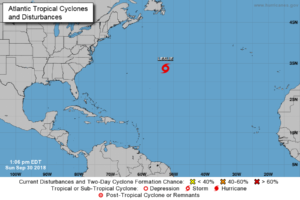 Tormenta tropical Leslie provocará fuertes corrientes marinas al norte P.Rico