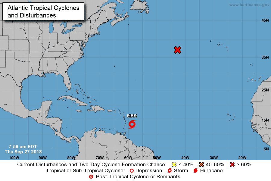 Tormenta tropical Kirk avanza hacia el este del Caribe