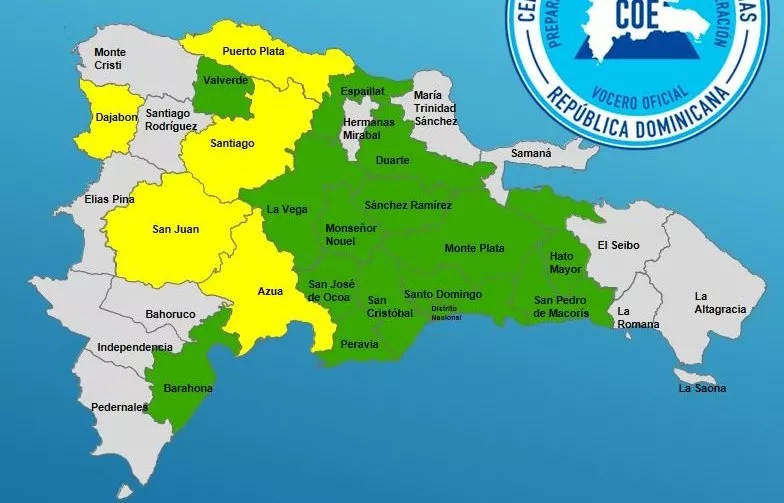 COE incrementa a 19 las provincias en alerta por incidencia de vaguada