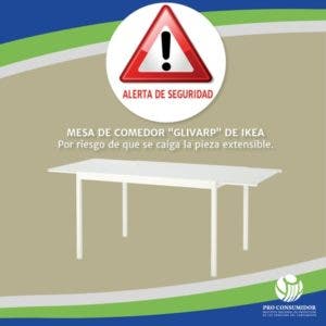 Pro Consumidor pide devolver mesa de comedor “Glivard” de Ikea, por riesgo de accidente