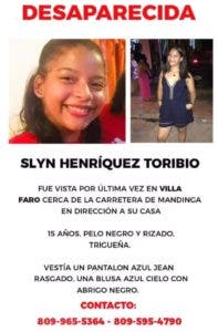 Joven de 15 años está desaparecida desde anoche