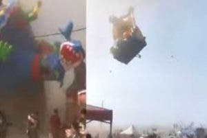 Tornado se llevó castillo inflable con todo y niños