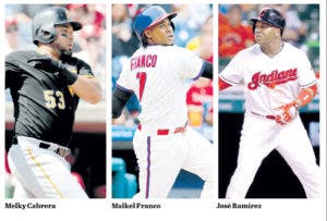 Dominicanos José Ramírez, Maikel Franco y Melky Cabrera entre más difíciles de ponchar