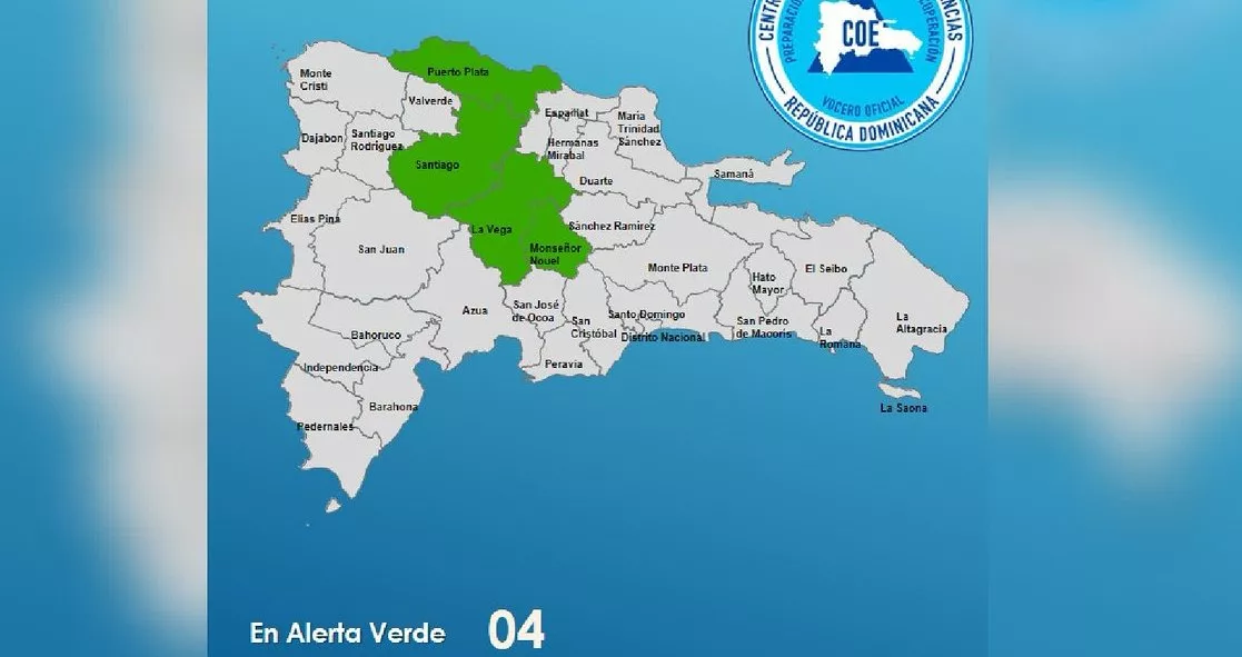 COE emite alerta verde para cuatro provincias por lluvias