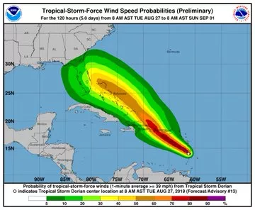 Dorian se fortalece en su trayectoria hacia Puerto Rico y República Dominicana